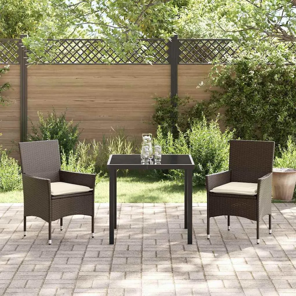 Conjunto de Jantar para Jardim 3 pcs Castanho 2 Lugares Aço