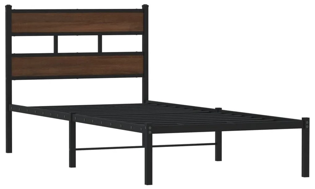 Cama sem colchão com cabeceira 100x190 cm carvalho castanho