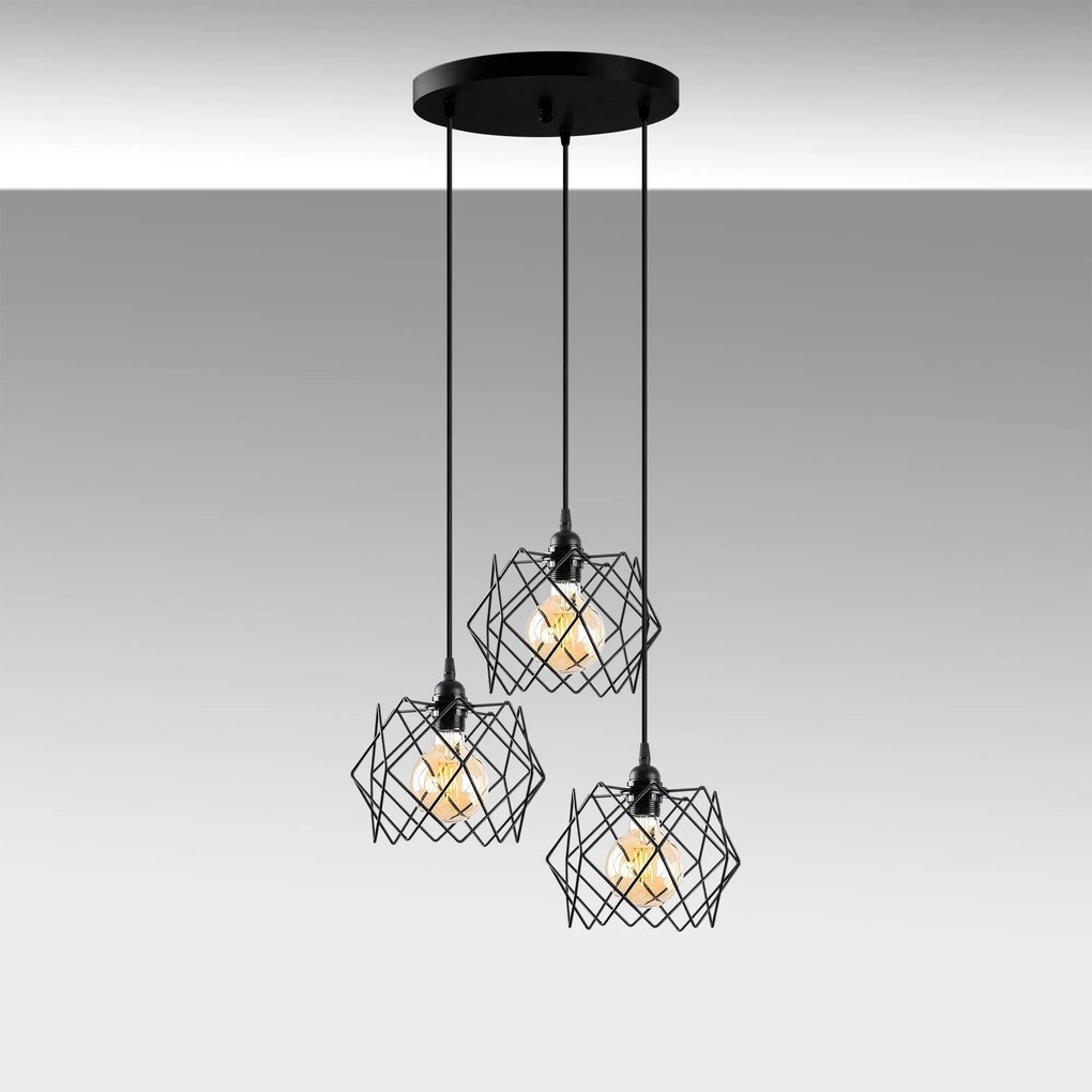 Chandelier Karakas – Preto – Diâmetro 54 cm, Altura 30-120 cm