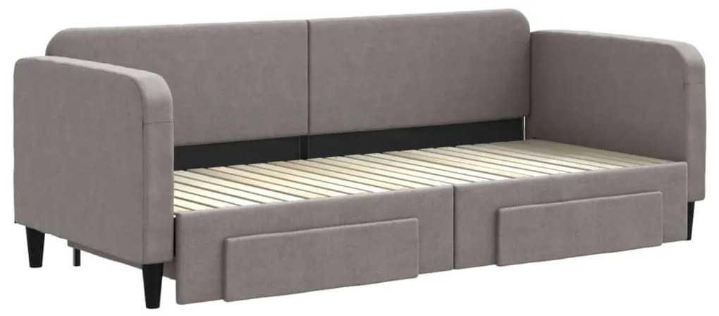 Sofá-cama c/ gavetão/gavetas 80x200 cm tecido cinza-acastanhado