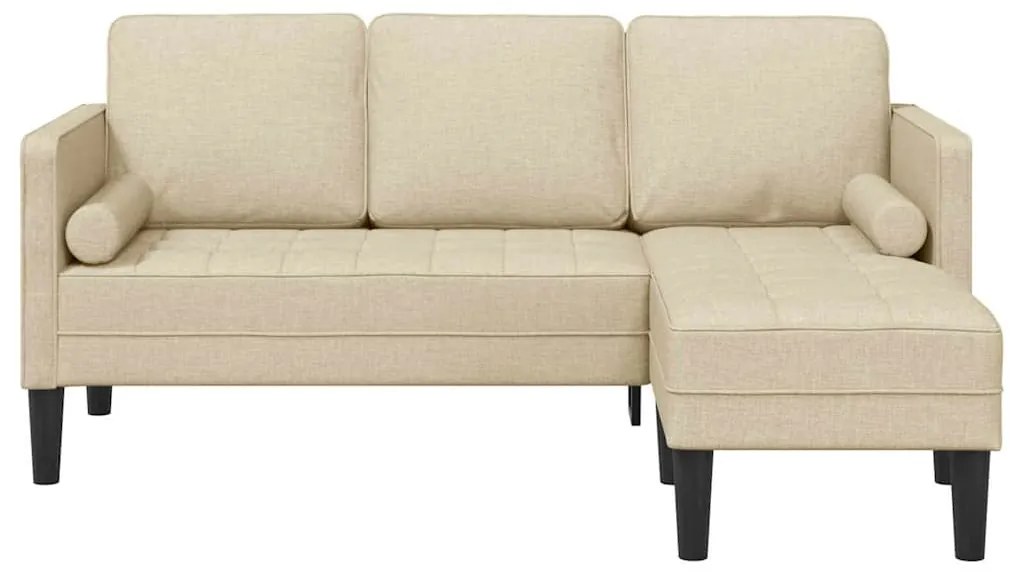 Sofá L de 3 Lugares vidaXL Creme 160 cm em Tecido