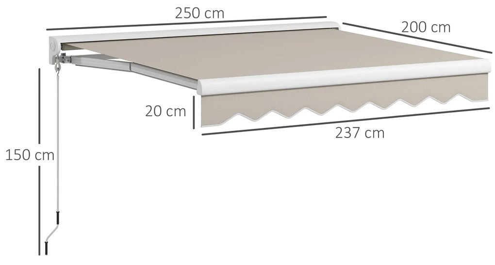 Toldo de Parede Retrátil Elétrico e Manual – Modelo Évora – 250x200 cm