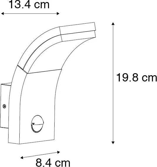 Candeeiro de parede exterior antracite com LED IP54 com sensor de movimento - Litt