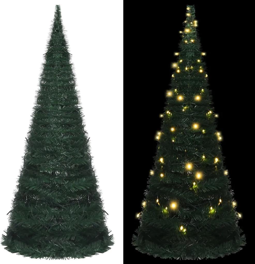 Árvore Natal pop-up artificial + cordão luzes LED 210 cm verde