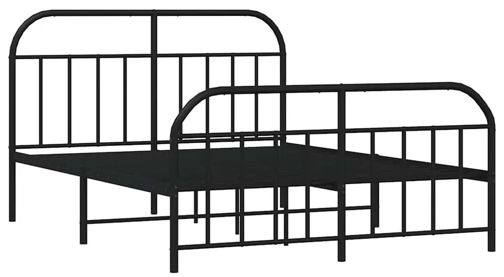 Estrutura de cama com cabeceira e pés 135x190 cm metal preto