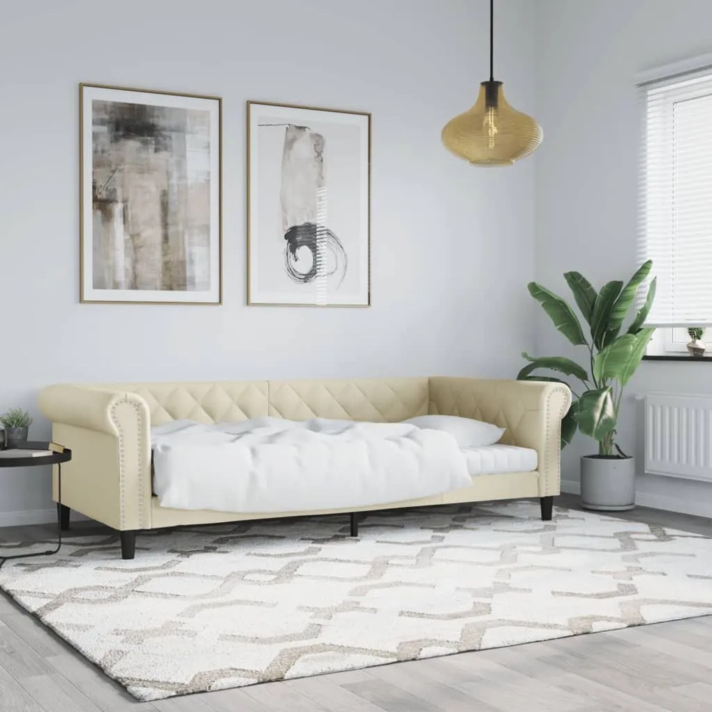 Sofá-cama 80x200 cm couro artificial cor creme