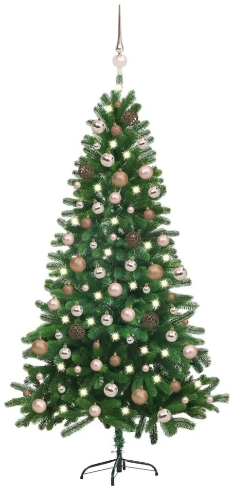 vidaXL Árvore Natal artificial pré-iluminada c/ bolas 180 cm verde