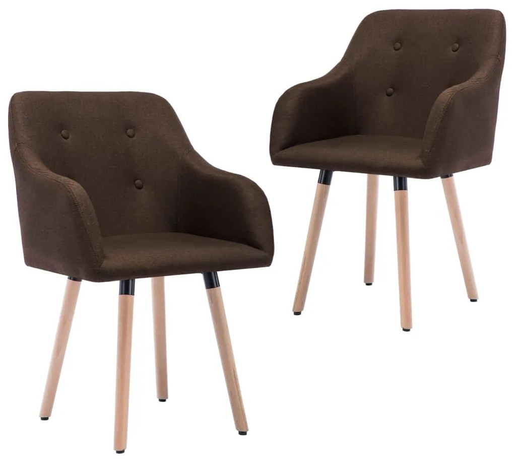 vidaXL Cadeiras de jantar 2 pcs tecido castanho