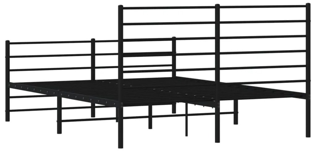Estrutura de cama com cabeceira e pés 140x190 cm metal preto