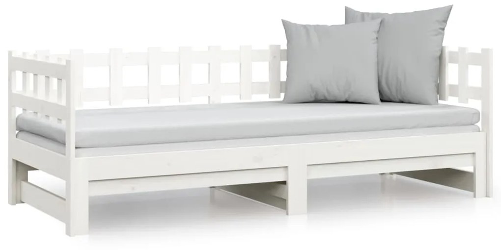 Sofá-cama de puxar 2x(80x200) cm pinho maciço branco