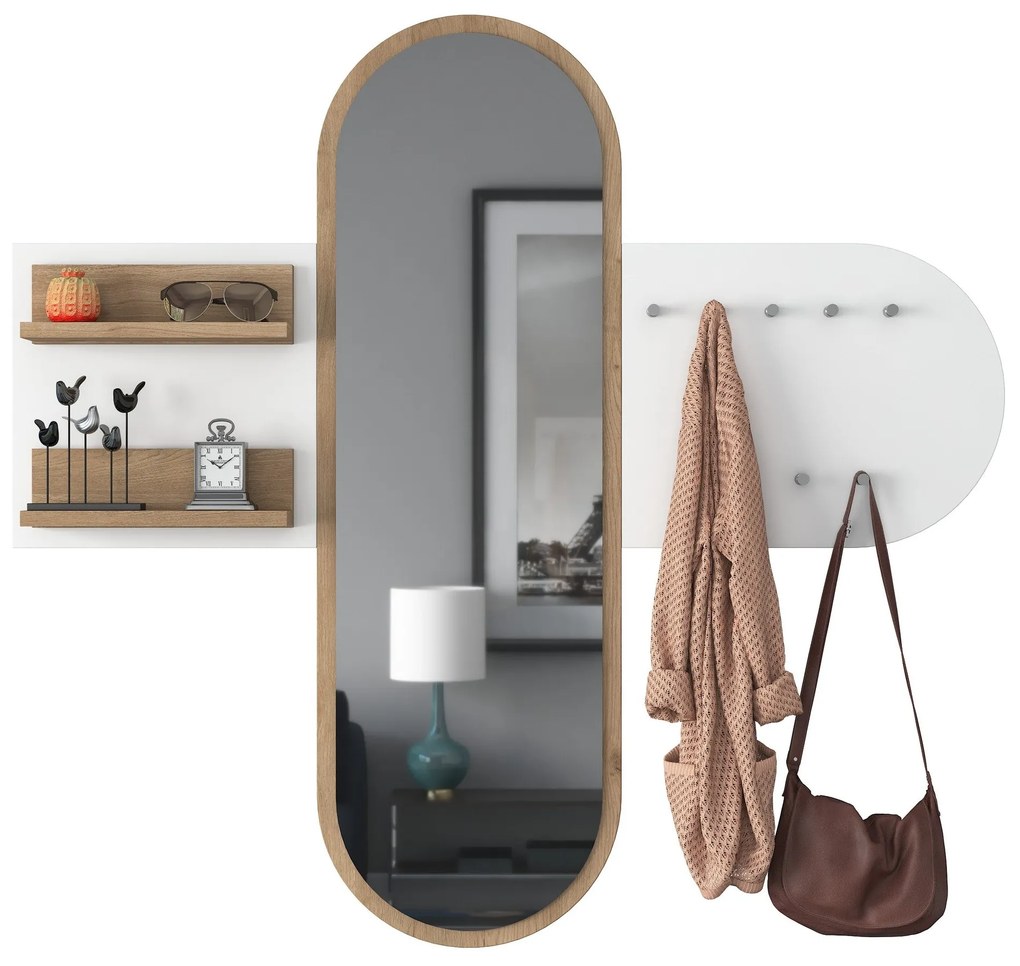 Hall Stand P3 – Branco e Nogueira – 125x120x12 cm
