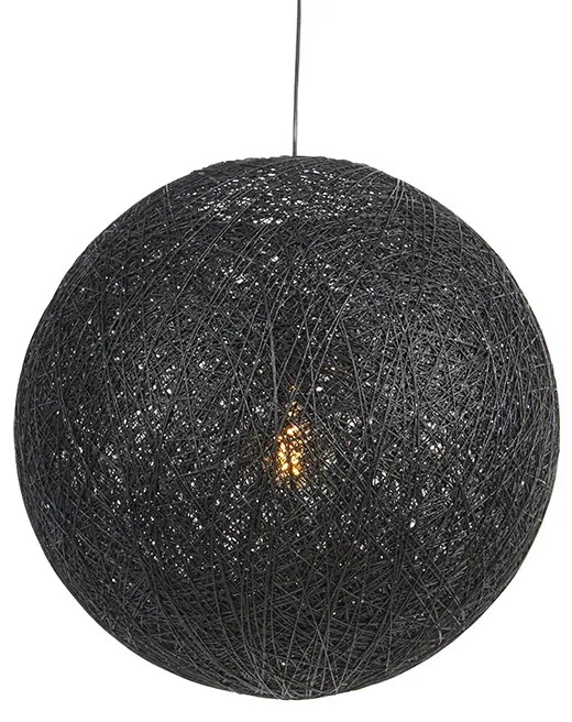Candeeiro de suspensão rústico preto 60 cm - Corda Rústico