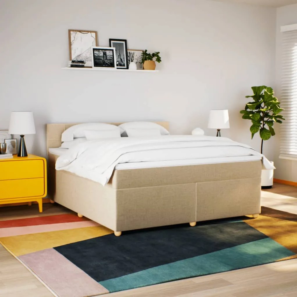 Cama com molas/colchão 180x200 cm tecido cor creme