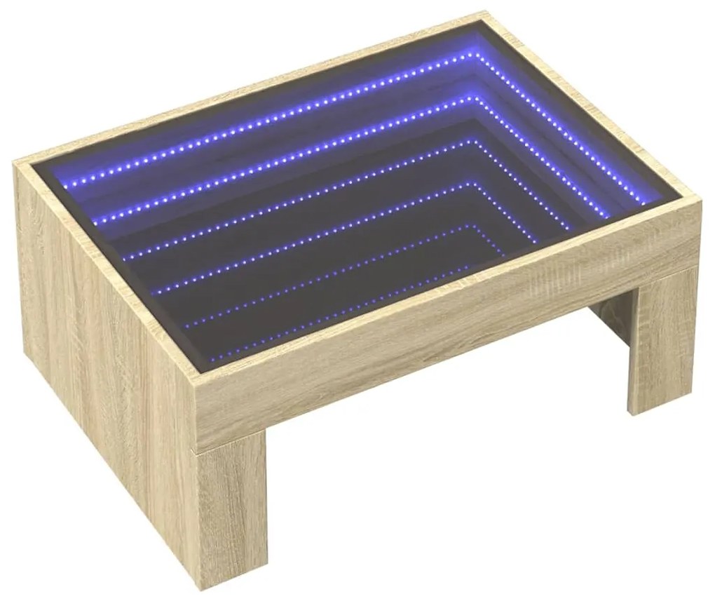 Mesa de centro luzes LED Infinity 70x50x30 cm carvalho sonoma
