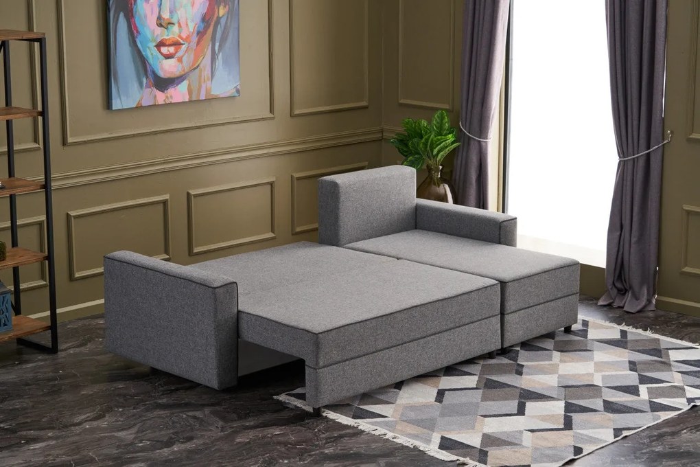 Sofá-Cama de Canto Ece – Cinzento – 242x88x90 cm