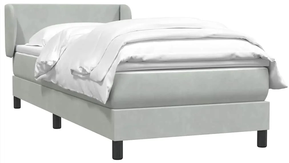 Cama com molas/colchão Cinza Claro 90x210 cm veludo