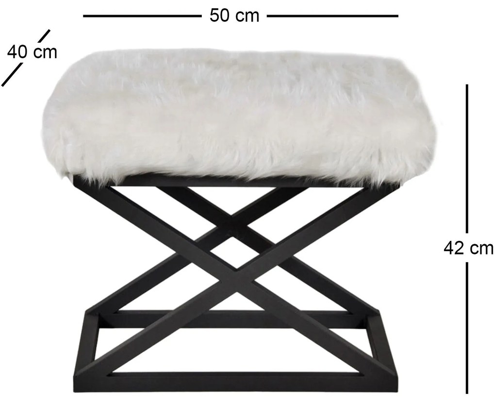 Pouffe Capraz – Preto e Branco – 50 cm x 42 cm x 40 cm