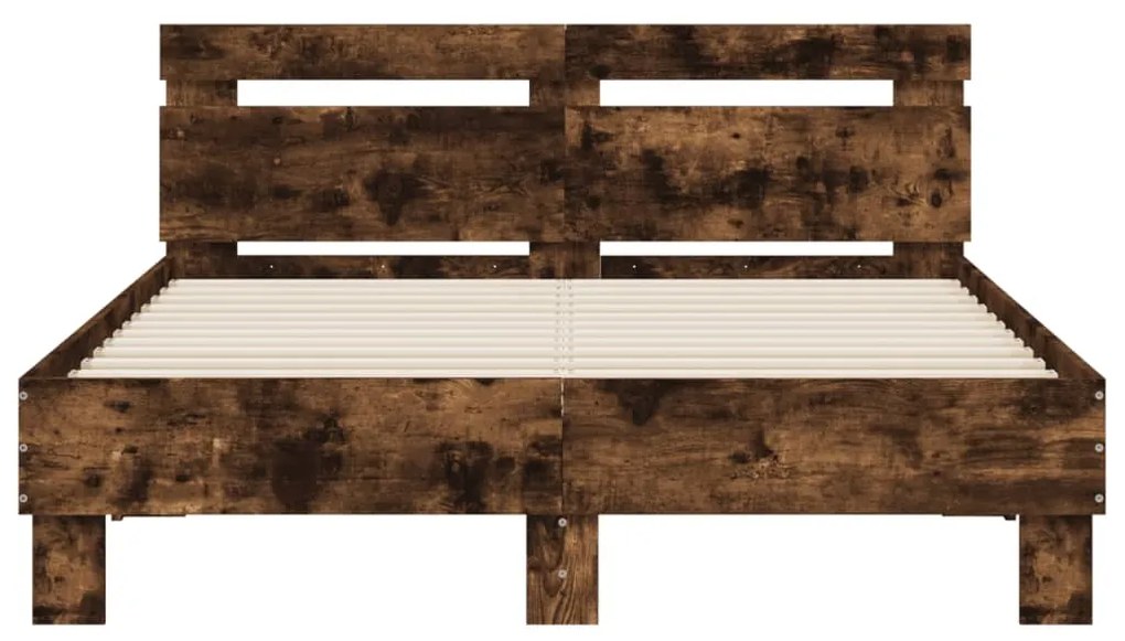 Estrutura cama c/ cabeceira/luzes LED 120x200cm carvalho fumado