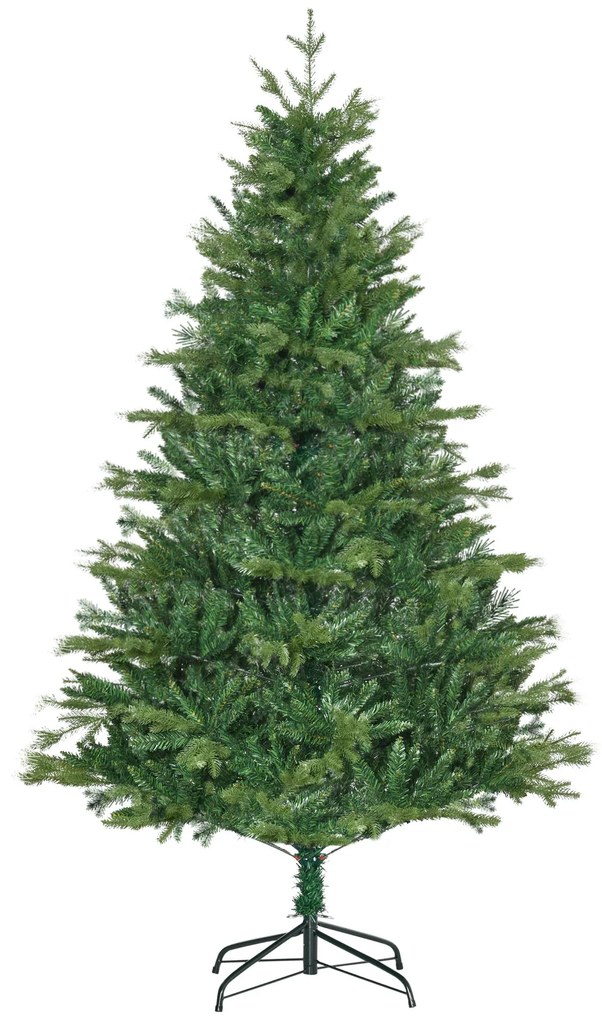 Árvore de Natal Artificial 180cm com 1443 Ramos Folhas de PVC Base Dobrável e Suporte Metálico Decoração de Natal para Interiores Verde