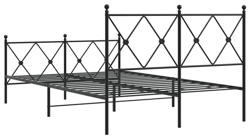 Estrutura de cama com cabeceira e pés 120x200 cm metal preto