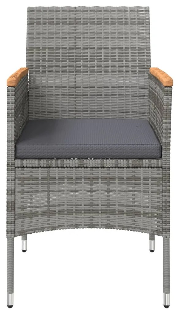 5 pcs conjunto de jantar jardim com almofadões cinzento/preto