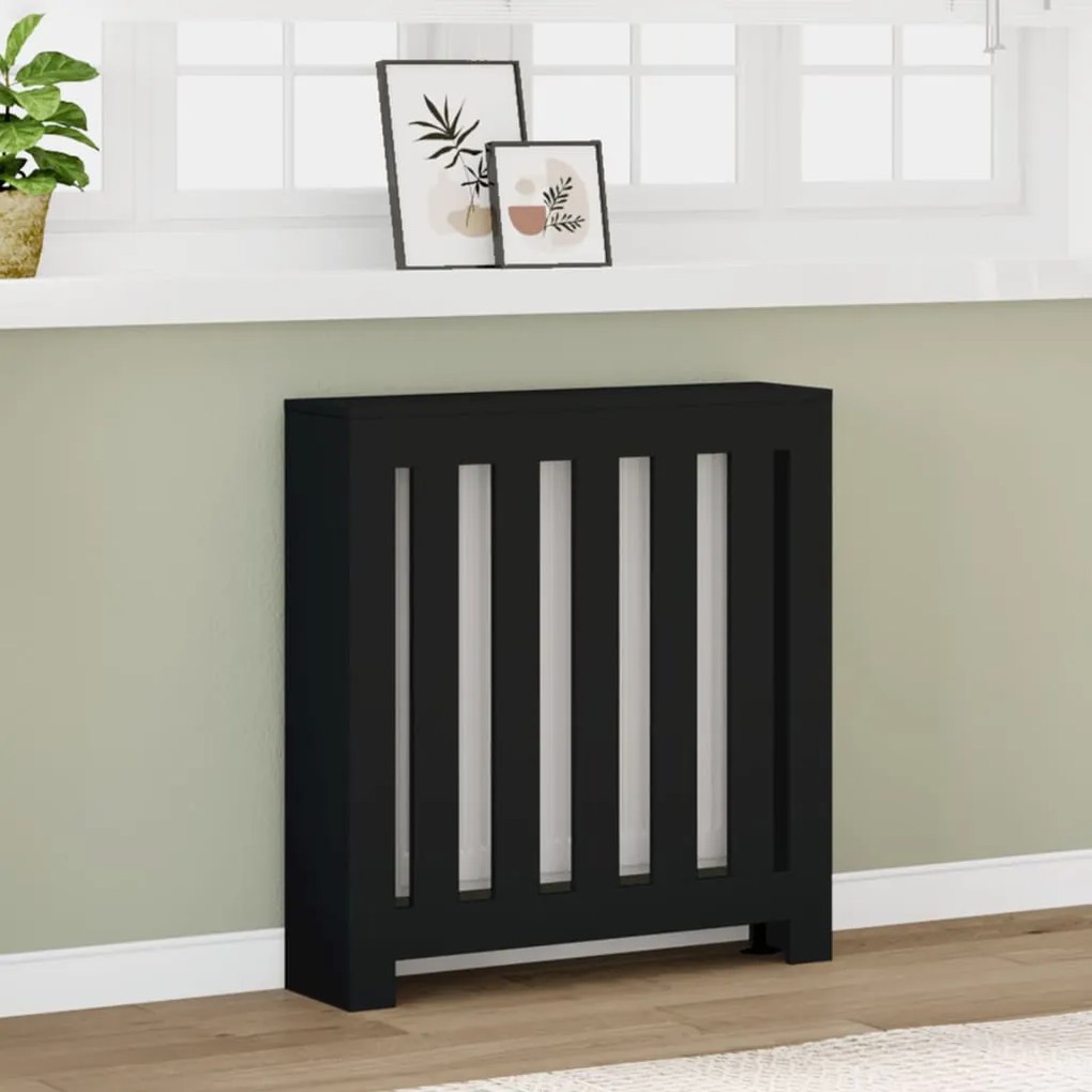 Cobertura de radiador 78x20x82 cm derivados de madeira preto