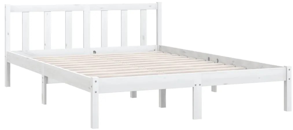 Estrutura de cama 140x190 cm pinho maciço branco