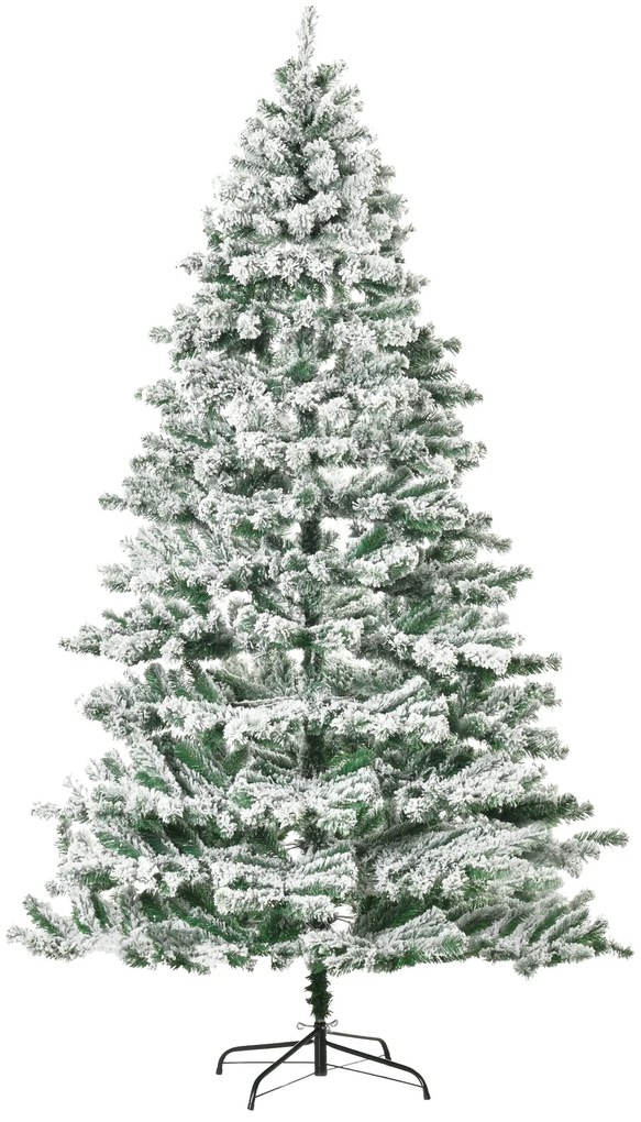 HOMCOM Árvore de Natal com Neve Ø140x225cm Artificial com 1083 Pontas de PVC Base Dobrável e Suporte de Metal Decoração de Natal | Aosom Portugal