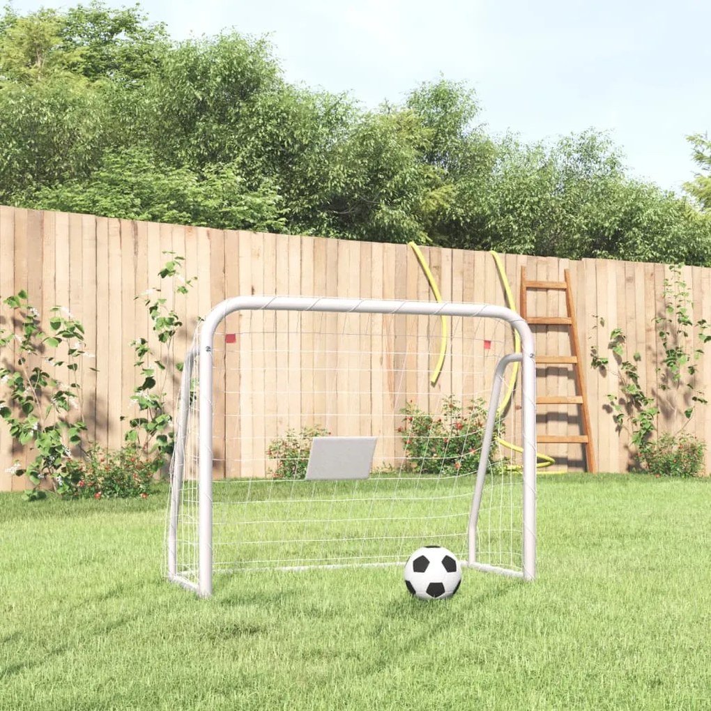 93732 vidaXL Baliza de futebol com rede 125x96x60 cm aço/poliéster branco