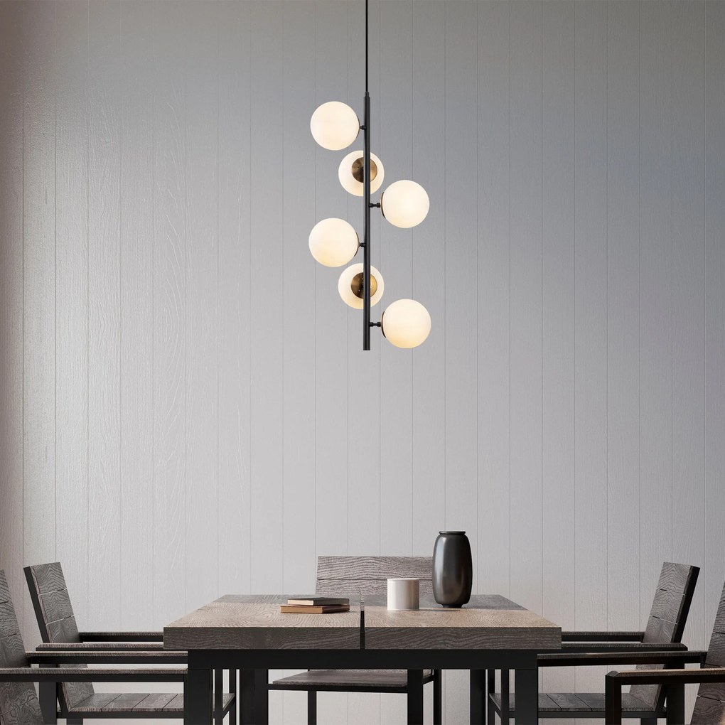Candeeiro Chandelier Fazli – Preto Antique Cream – 40 x 40 x 86-176 cm