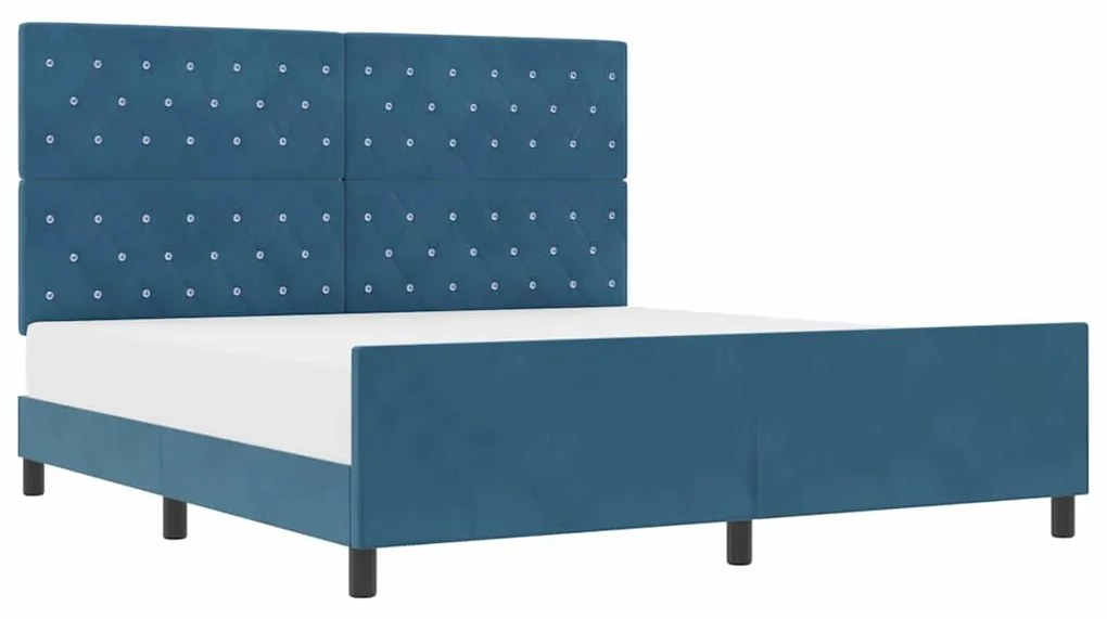 Cama de Veludo Azul Escuro vidaXL 180x200 cm