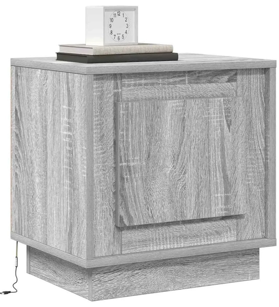 Gavetas de Cabeceira com Luzes LED 2 pcs Cinza Sonoma 44x34,5x45 cm