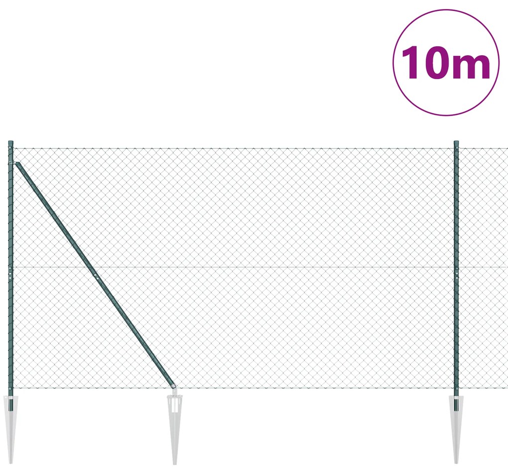 Cerca de Cadeia com 7 Postes de Espinho 1,5 x 10 m Aço Galvanizado