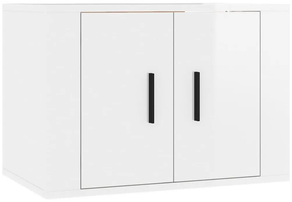2 pcs conjunto móveis de TV derivados madeira branco brilhante