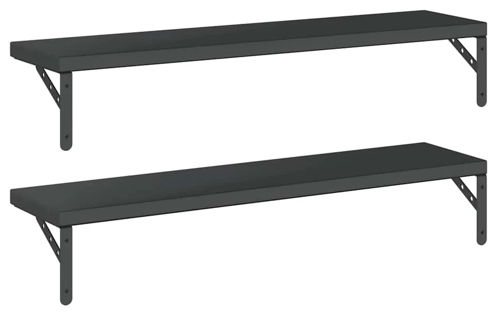 Prateleiras de parede 2pcs 100x23,5 cm aço inoxidável prateado