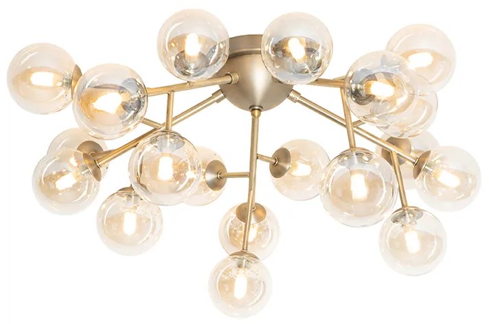 Candeeiro de teto Art Deco bronze com vidro âmbar 20 luzes - Bianca