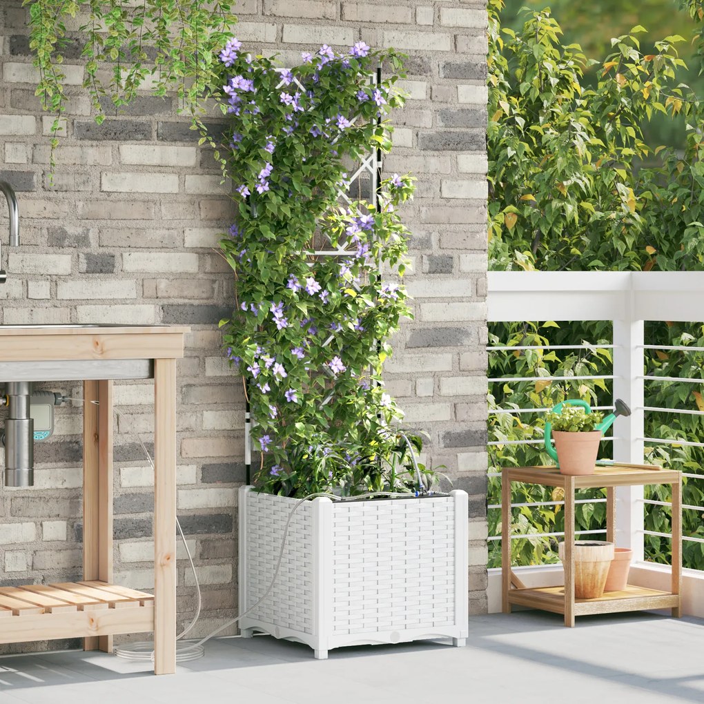 Plantadores de Jardim vidaXL com Sistema de Irrigação Branca