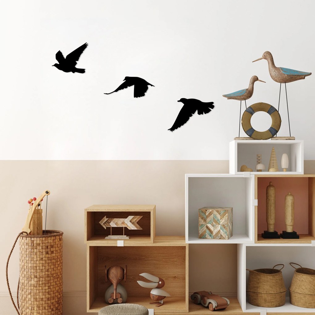 Acessório Decorativo de Parede Metal – Birds – Preto – 13 x 15 cm, 9 x