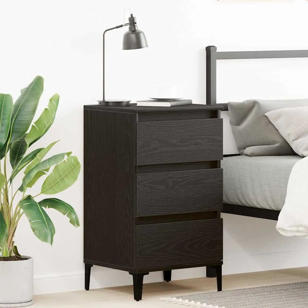 Cabeceira de noite vidaXL Preto Carvalho 40x35x70 cm Madeira do engend