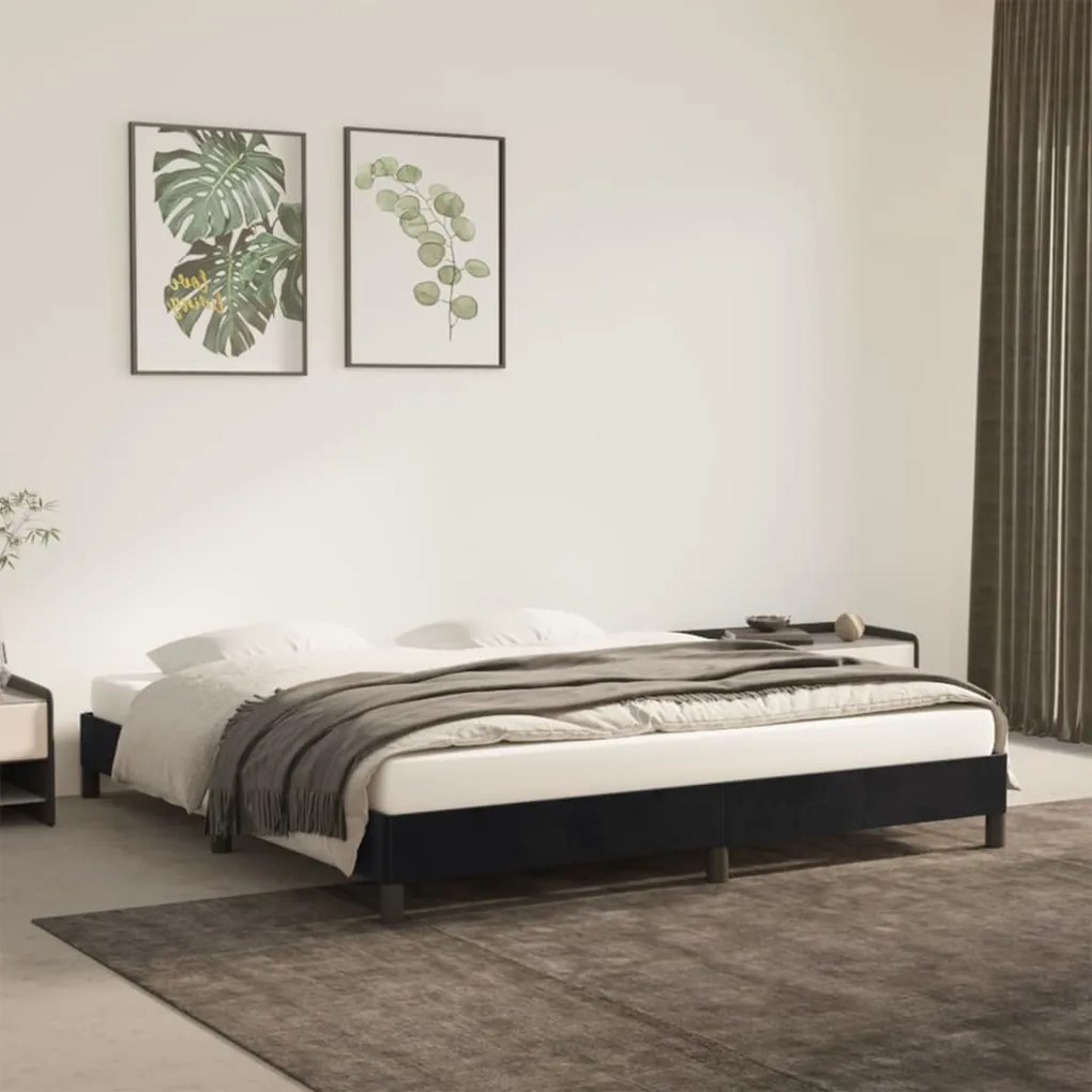 Estrutura de cama sem colchão 160x200 cm veludo preto