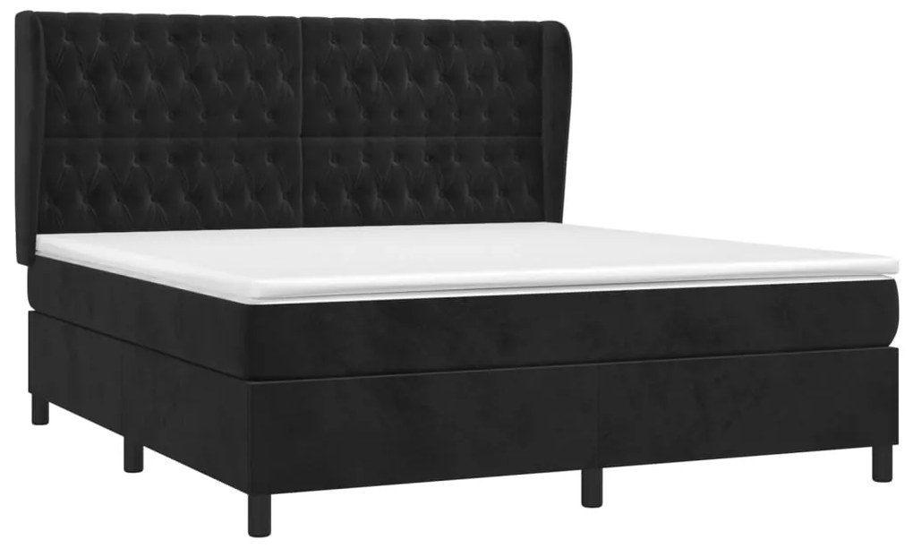 Cama com molas/colchão 180x200 cm veludo preto