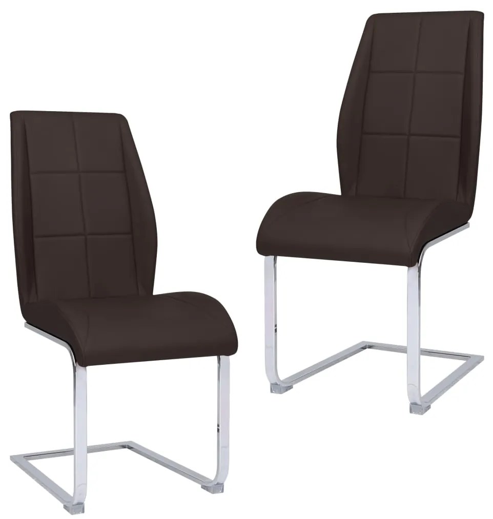 vidaXL Cadeiras de jantar cantilever 2 pcs couro artificial castanho