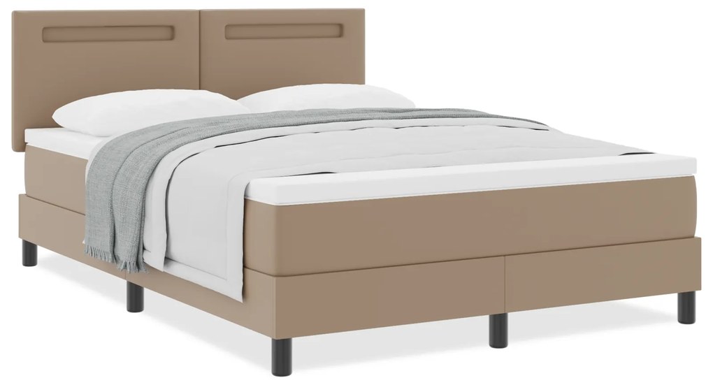 Cama Box Spring vidaXL com Colchão Cappuccino 140x200 cm Couro Sintéti