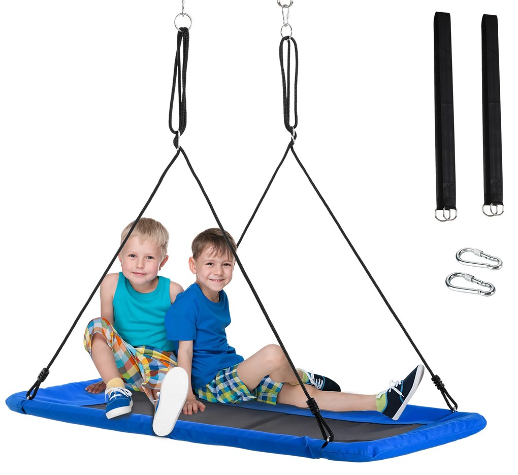 Outsunny Balanço para crianças acima de 3 anos de jardim ninho retangular até 150 kg com cordas ajustáveis Tecido Oxford 900D e metal 150x80x180 cm azul