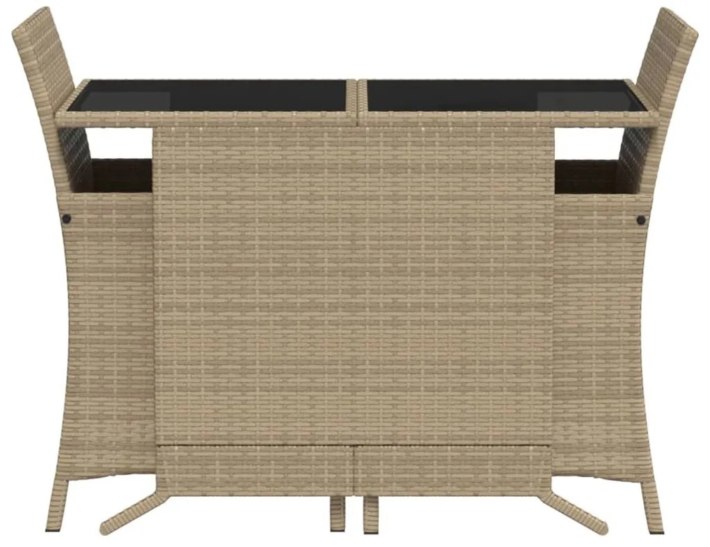 3 pcs conjunto bistrô com almofadões vime PE bege