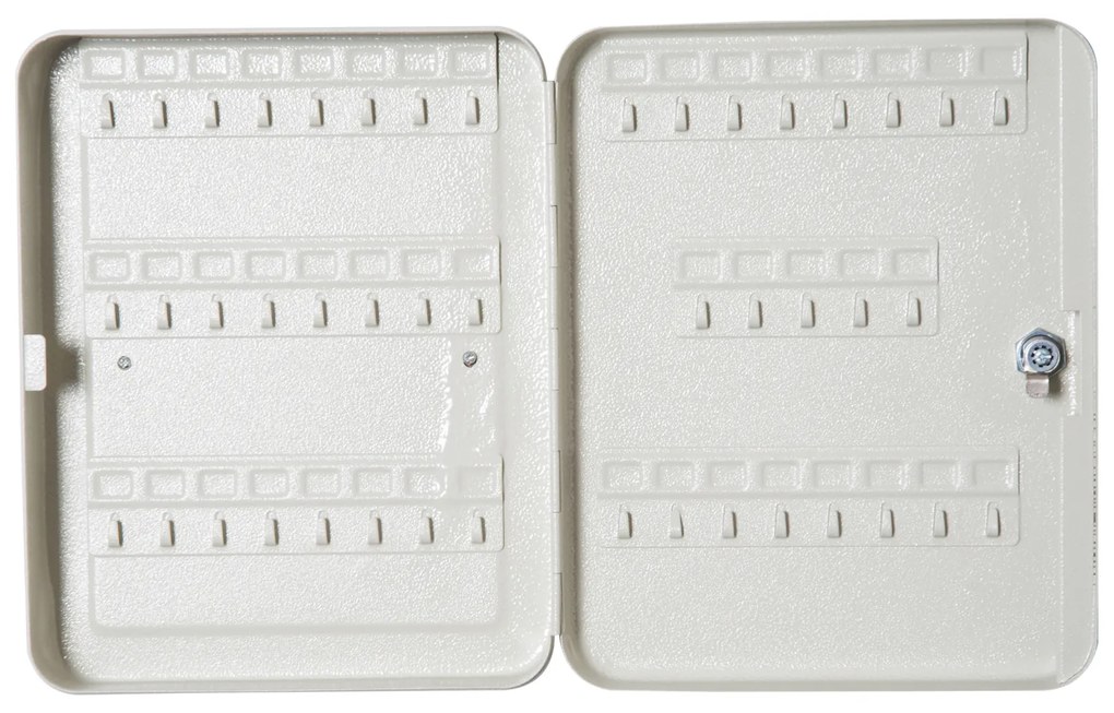 HOMCOM Chaveiro 45 Ganchos Chaveiro de Parede Caixa de Segurança com Fechadura Etiquetas 30x24x7,5 cm Aço