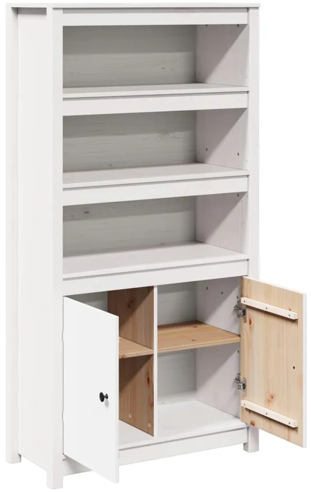 Aparador alto 80x35x154 cm madeira de pinho maciça branco