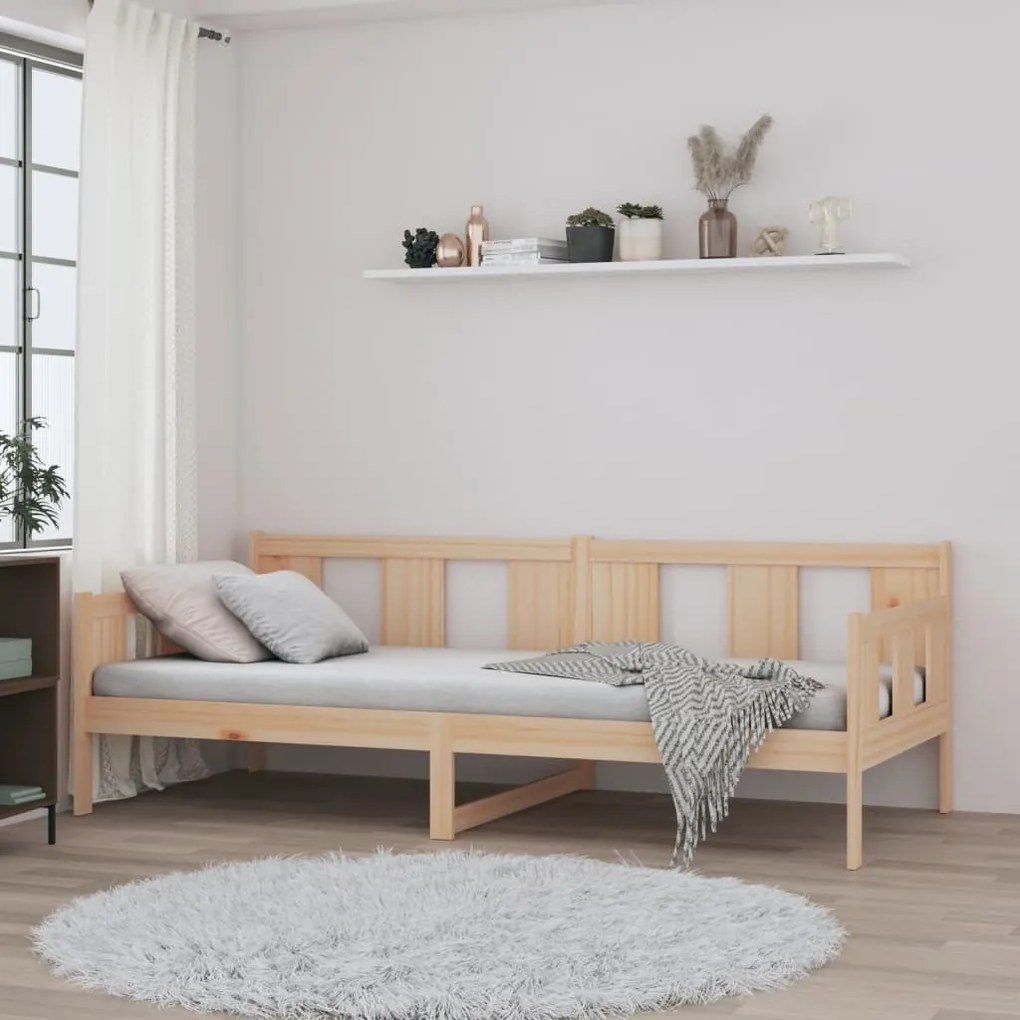 Sofá-cama madeira de pinho maciça 90x190 cm