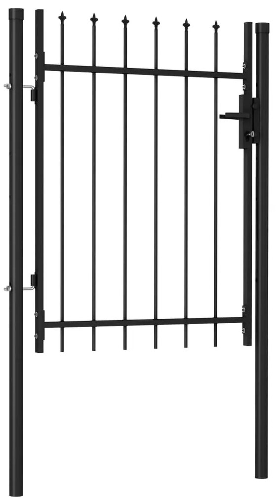 Portão de vedação individual topo em espeto aço 1x1,2m preto