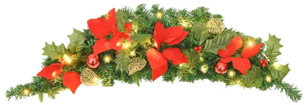 Grinalda de Natal com luzes LED 90 cm PVC verde